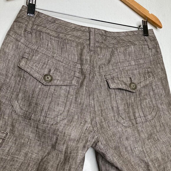 CAbi Women's 100% Linen Bermuda Shorts Size 4 Cargo Style Taupe Color - Picture 4 of 11
